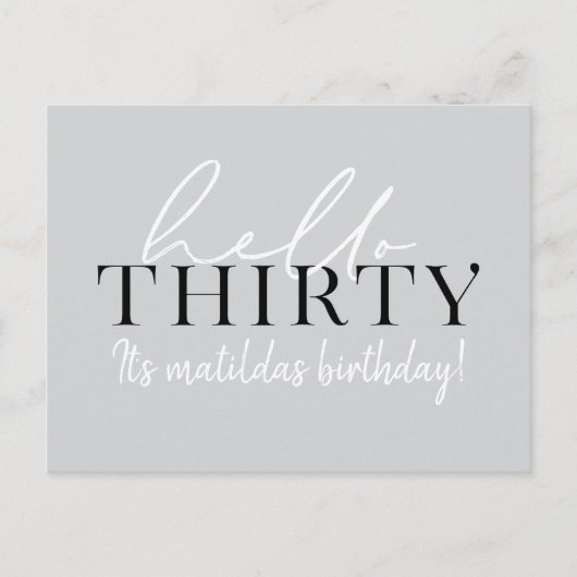 Script & geometrische 30. Geburtstag Postkarte (Vorderseite)