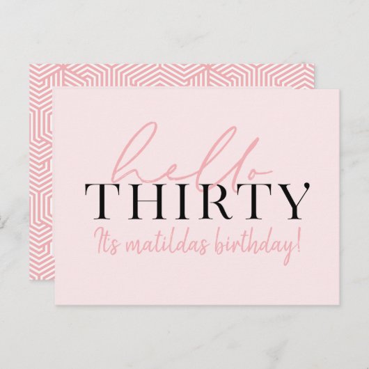 Script & geometrische 30. Geburtstag Postkarte (Vorne/Hinten)