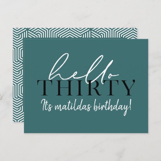 Script & geometrische 30. Geburtstag Postkarte (Vorne/Hinten)