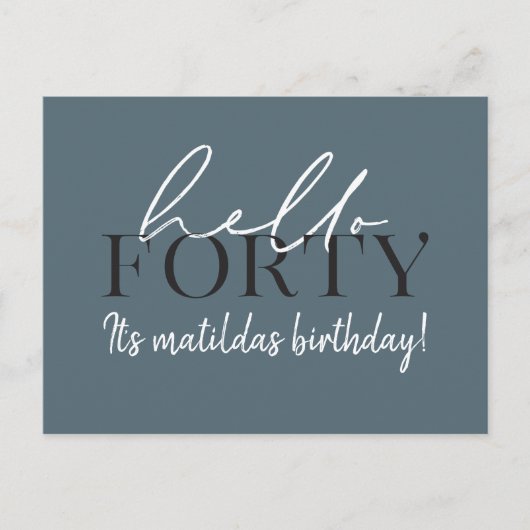 Script & geometrische 40. Geburtstagseinladung Einladungspostkarte (Vorderseite)