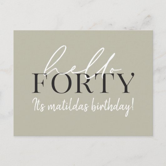 Script & geometrische 40. Geburtstagseinladung Einladungspostkarte (Vorderseite)