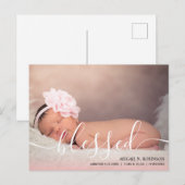 Script gesegnet Baby Girl Foto Pink Ankündigung P Postkarte (Vorne/Hinten)
