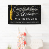 Script-Glückwunsch Grad Black Gold Tassel Confetti Banner (Insitu)