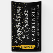 Script-Glückwunsch Grad Black Gold Tassel Confetti Banner (Vertikal)