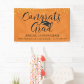 Script-GLÜCKWUNSCH GRAD Orange Glitzer Confetti Banner (Insitu)