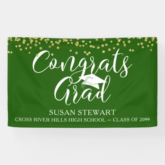 Script GLÜCKWUNSCHS GRAD Gold Glitzer Green Banner (Horizontal)