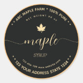 Script Gold and Black maple syrup labels Runder Aufkleber (Vorderseite)