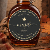 Script Gold and Black maple syrup labels Runder Aufkleber