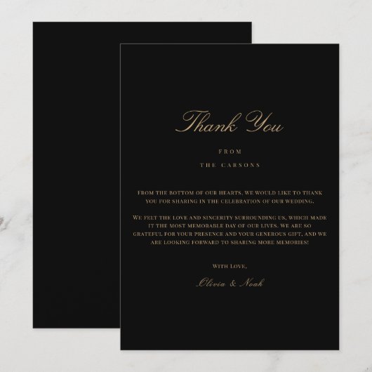 Script Gold & Black Danke Karte (Vorne/Hinten)