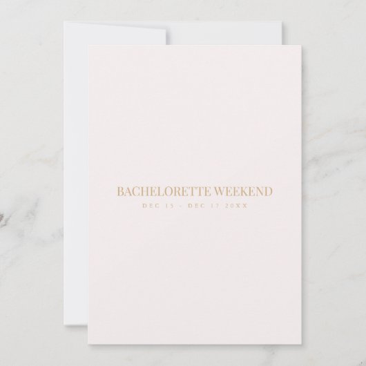 Script Gold & Blush Pink Bachelorette Wochenendkar Einladung (Vorderseite)