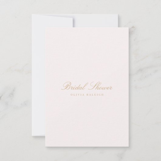 Script Gold & Blush Pink Bridal Dusche Einladung (Vorderseite)