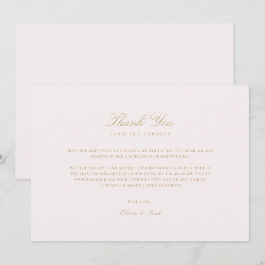 Script Gold & Blush Pink Danke Karte (Vorne/Hinten)