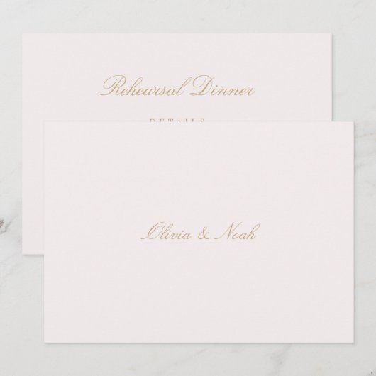 Script Gold & Blush Pink Probe Dinner Card Dankeskarte (Vorne/Hinten)