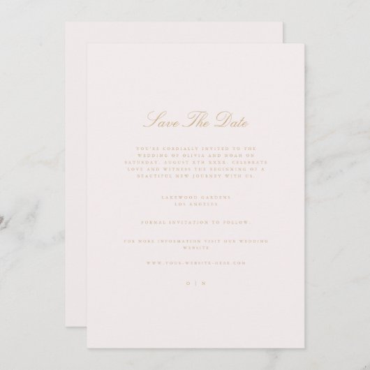 Script Gold & Blush Pink Save the Date Karte (Vorne/Hinten)