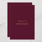 Script Gold Burgundy Bridesmaid Vorschlagskarte Save The Date (Vorne/Hinten)