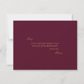 Script Gold Burgundy Bridesmaid Vorschlagskarte Save The Date (Rückseite)