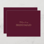 Script Gold Burgundy Bridesmaid Vorschlagskarte Save The Date (Vorne/Hinten)