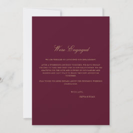Script Gold Burgundy Verlobung Announccard Ankündigung