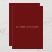 Script Gold & Deep Red Bachelorette Weekend Card Einladung (Vorne/Hinten)