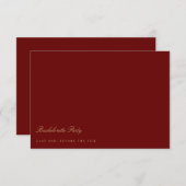 Script Gold & Deep Red Junggeselinnen-Abschied Car Einladung (Vorne/Hinten)