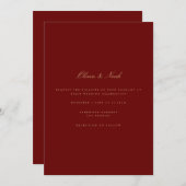 Script Gold & Deep Red Wedding Einladungskarte Einladung (Vorne/Hinten)