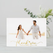 Script Gold Foil Modern Wedding Danke Karten (Stehend vorne)