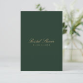 Script Gold Forest Green Bridal Dusche Einladung (Stehend Vorderseite)