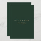 Script Gold & Forest Green Save the Date Card Ankündigung (Vorne/Hinten)
