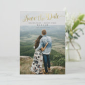 Script Gold Foto Speichern Sie die Datumskarten Einladung (Stehend Vorderseite)