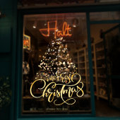 Script Gold Frohe Weihnachtsbaum Business Holiday Fensteraufkleber