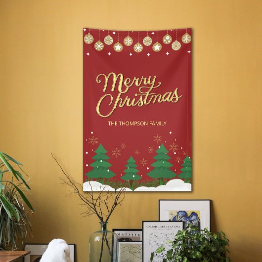 Script Gold Frohe Weihnachtsbaumen Familienbanner Banner