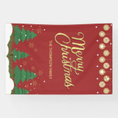 Script Gold Frohe Weihnachtsbaumen Familienbanner Banner (Horizontal)