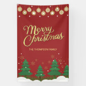 Script Gold Frohe Weihnachtsbaumen Familienbanner Banner (Vertikal)
