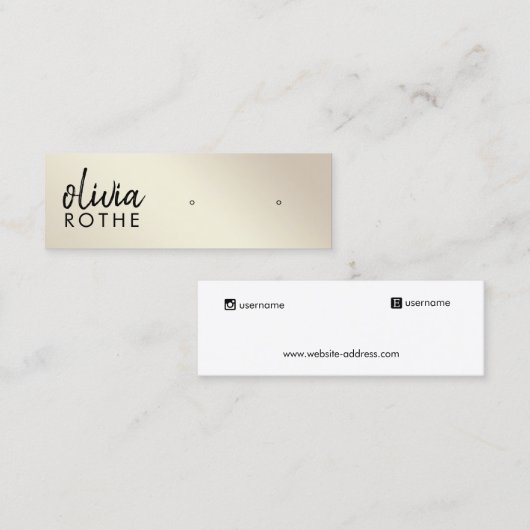 Script Gold Gradient Study Earring Mini Visitenkarte (Vorne/Hinten)