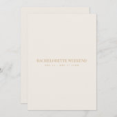 Script Gold & Ivory Bachelorette Weekend Card Einladung (Vorne/Hinten)
