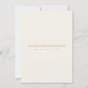 Script Gold & Ivory Bachelorette Weekend Card Einladung
