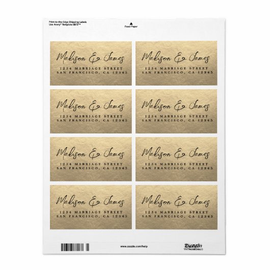 Script Gold Large Wedding Rücksendeadresse (Vorne)