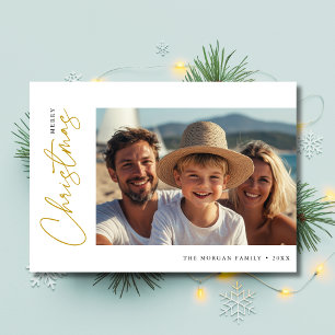 Script Gold Weihnachts-Foto Nautical Sailboote Feiertagskarte