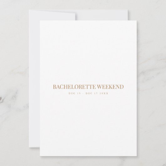 Script Gold & White Bachelorette Wochenendkarte Einladung (Vorderseite)