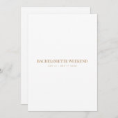 Script Gold & White Bachelorette Wochenendkarte Einladung (Vorne/Hinten)