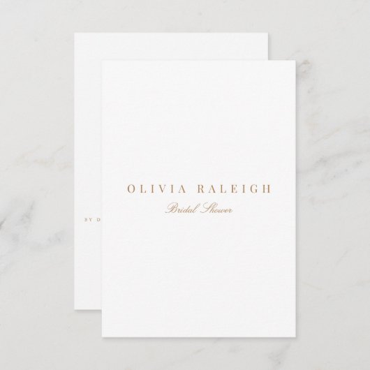 Script Gold & White Bridal Dusche Einladung (Vorne/Hinten)