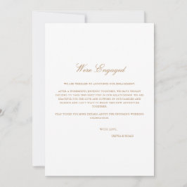 Script Gold & White Verlobung Announccard Ankündigung