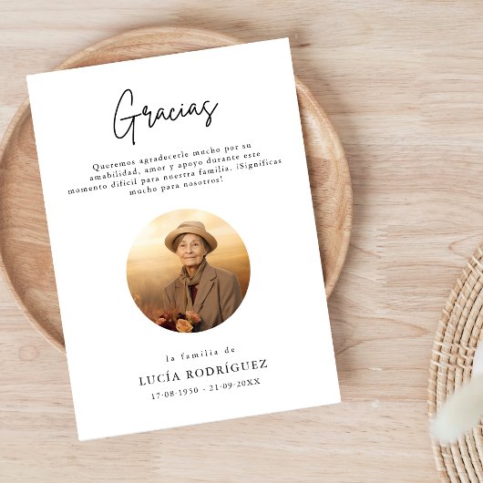 Script Gracias Spanisches Beerdigung Foto Vielen D Karte