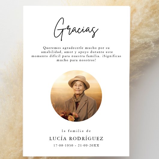 Script Gracias Spanisches Beerdigung Foto Vielen D Karte