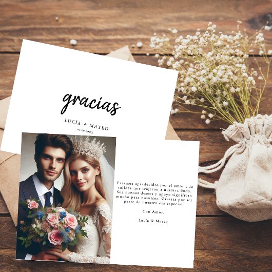 Script Gracias Spanish Wedding Foto Vielen Dank Karte