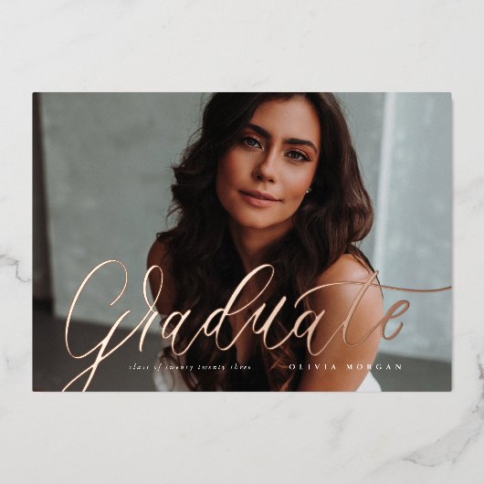 Script Grad Moderner Abschluss Einladung (Vorderseite)