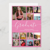 Script Graduate 13 Foto Collage Pink Abschluss Ankündigung (Vorne/Hinten)