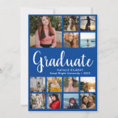 Script Graduate 14 Foto Collage Blue Abschluss Ankündigung (Vorderseite)