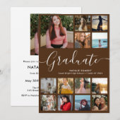 Script Graduate 14 Foto Collage Brown Abschluss Einladung (Vorne/Hinten)