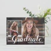 Script Graduate 2 Moderner Abschluss für Fotocolla Ankündigung (Stehend Vorderseite)
